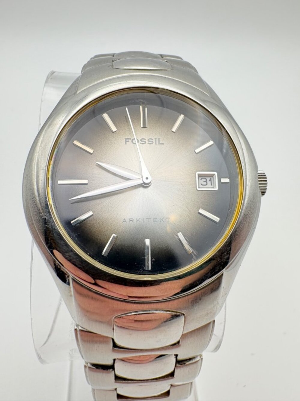 Fossil Arkitekt FS-2903 Mens Quartz Watch Date Grey Sunburst Dial Stainless